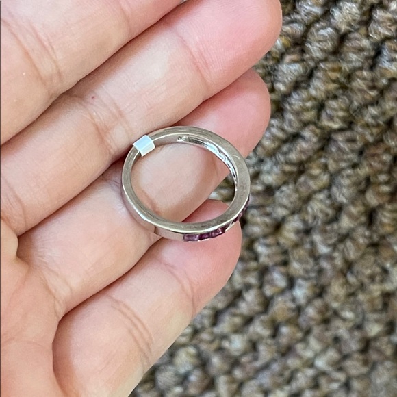 NWT Elegant 925 Silver and Natural Pink Ruby Gemstone Ring Half Eternity Size 6 - Picture 7 of 11